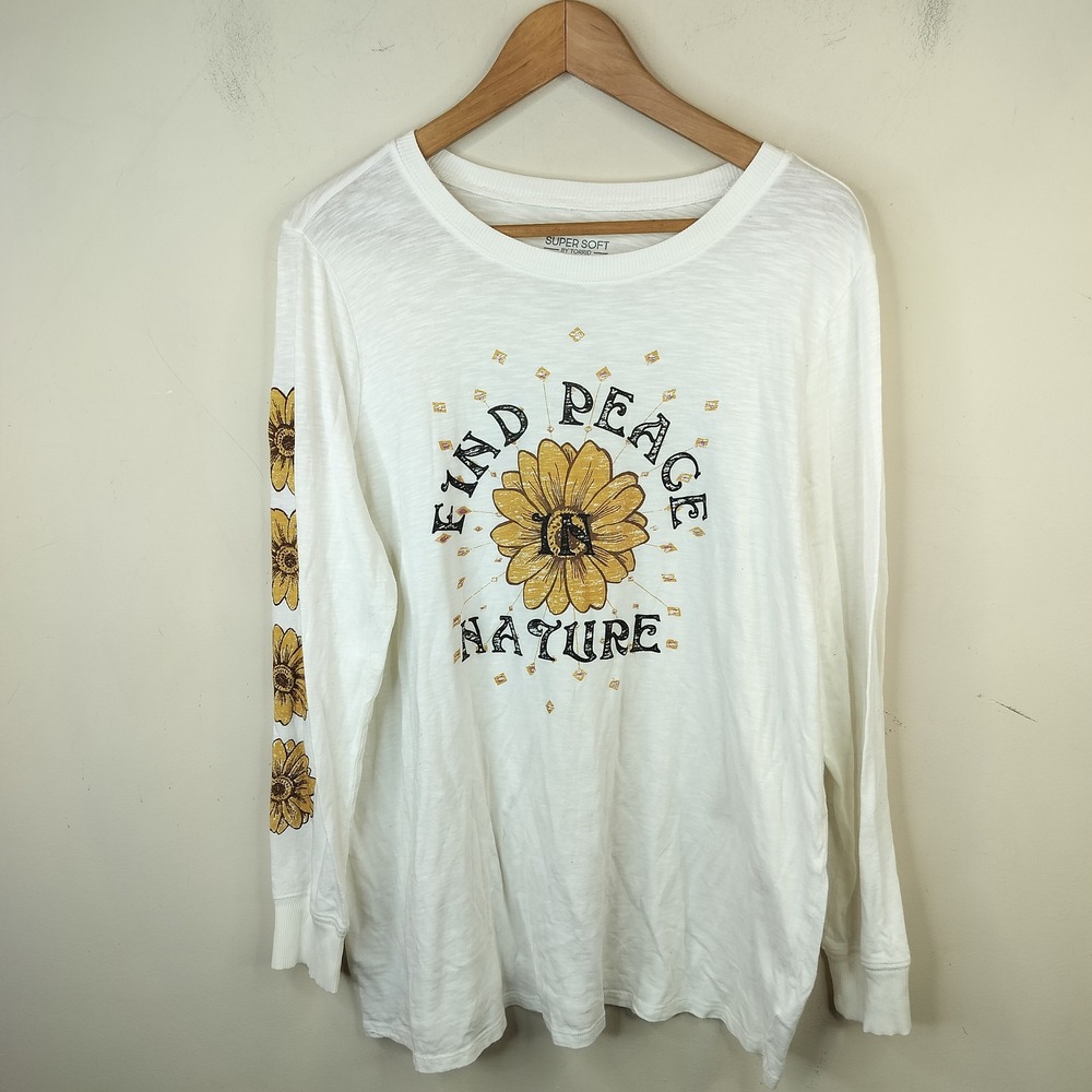 Torrid Tee Shirt 1X Find Peace In Nature Sunflower Long Sleeve